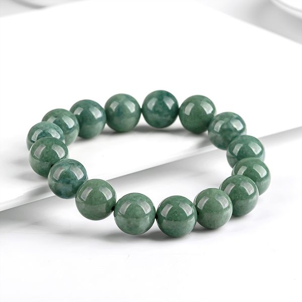 Pulseiras de charme jadeita natural verde escuro redonda redonda de gelo de gelo jade para homens mulheres colecionáveis ​​jóias luxuosas para jantares 230816