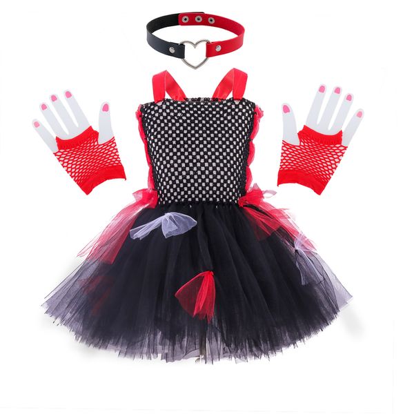 Kızın Elbiseleri Korkunç Zombi Çocuklar Cadılar Bayramı Kostüm Seti Siyah Kırmızı Kızlar Tutu Giyim Çocuk Giyim Tül 230815