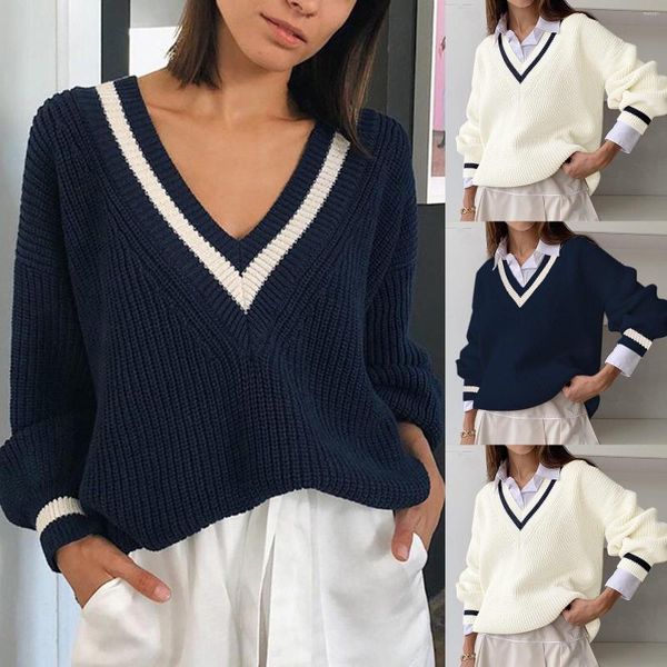 Kadın Sweaters Sweater Poater Yarı Zip Külotu Kadınlar Sonbahar ve Kış V Boyun Çarpışma Büyüsü Uzun Kollu Örme H evi