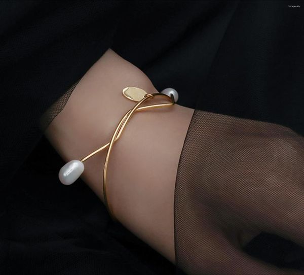 Link -Armbänder 2023 Trend Titaniumstahl Nicht verblasst einfache Barockperle für Frauen Modeschmuck (5pcs Free Shpping)