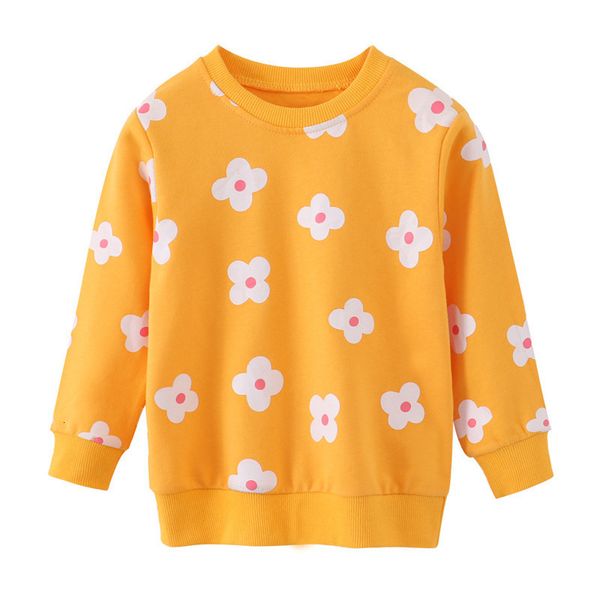 Moletons moletons de pular de pular meninas com flores impressas para crianças pequenas roupas infantis outono esporte de mola esporte com capuz de bebê tops 230815