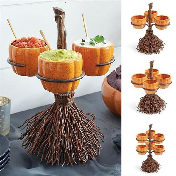 Objetos decorativos Figuras de Halloween Brocup de copo de abóbora Separadores de placa de frutas ornamentos de resina bandeja 230815
