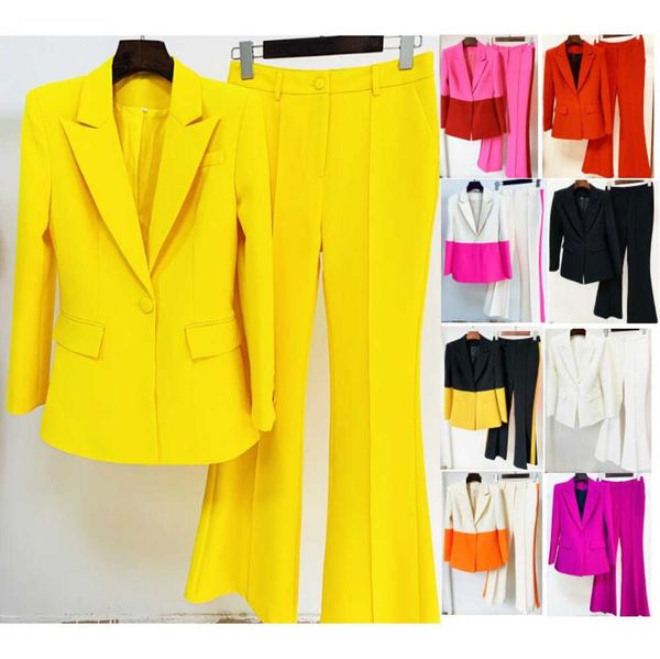 Damenanzüge Blazer Sets Frühling Herbst Winter Zwei PCs zwei Töner lässig Slim Woman Jackets Fashion Lady Office Taschen Business Geknastmantel 9 Farben S-XXL-3