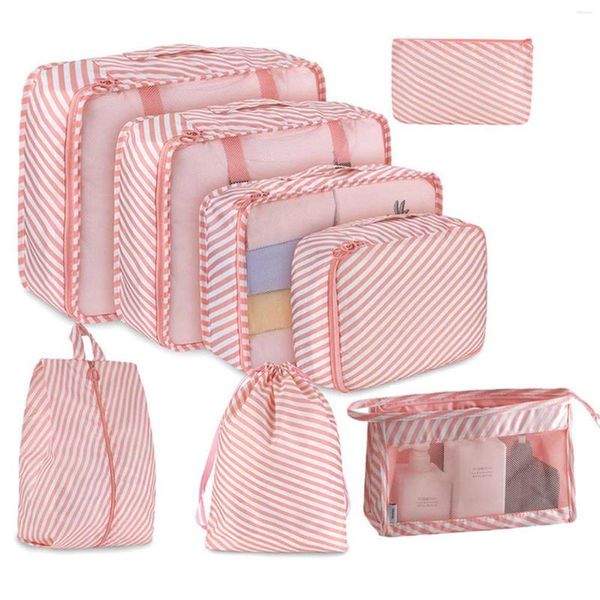 Bolsas de armazenamento 8pcs Organizador de viagem Roupas portáteis Roupas de malas arrumadas Caixa