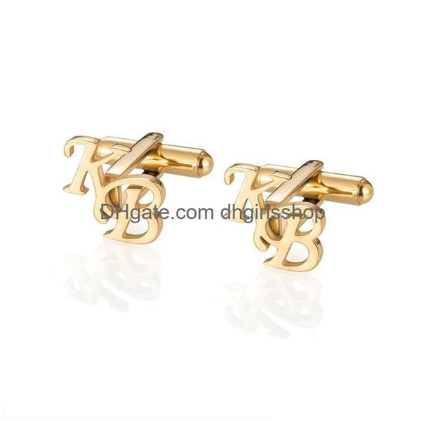 Cuffi Collegamenti Nome inciso personalizzati Pulsanti iniziali regali da uomo Shirt Lettera personalizzata CuffLinks Accessori man Cufflink Dro Dhcsb D Dhubj