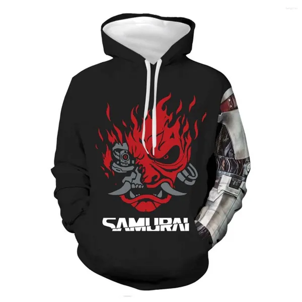 Men's Hoodies Game Anime Cosplay Men Funny Print Print Polysteri Samurai impresso por moletom casual impresso