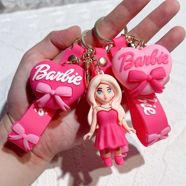 Cartometro di portachiavi di barbie ciondolo in silicone ciondolo kawaii borse spino decorazioni regali di compleanno per bambini