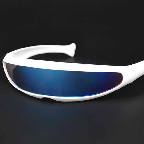 Outdoor Eyewear Futuristic N Cyclops Visor Sonnenbrille Laser Brillen UV400 Persönlichkeit Spiegelliege Kostümgläser Männer 230815