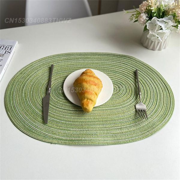 Tapetes de mesa 50 35 cm de tecido de estilo nacional de algodão nacional de algodão, acessórios de cozinha confortáveis ​​oval simples