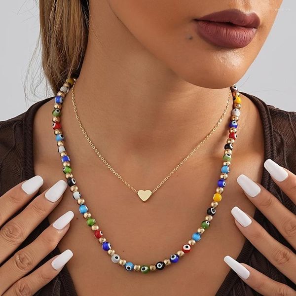 Colares de pingentes simples de colar de pedra natural de pedra criativa para mulheres versáteis mulheres jóias de cadeia de cobre