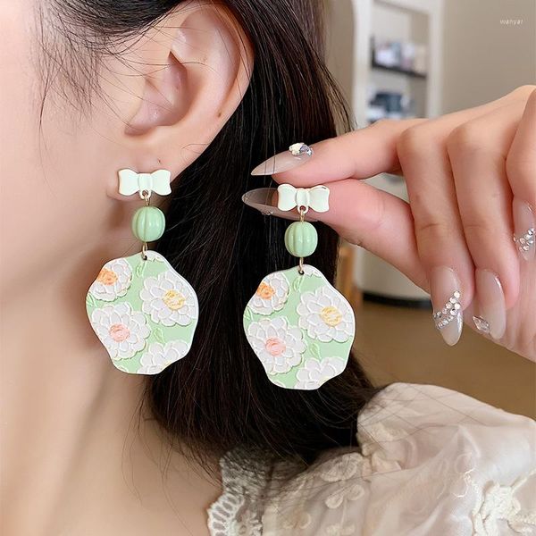 Rücken Ohrringe Sommer Atem-Ölmalerei Blumenkunst trendy und Designclip ohne Ohrlöcher CEA964