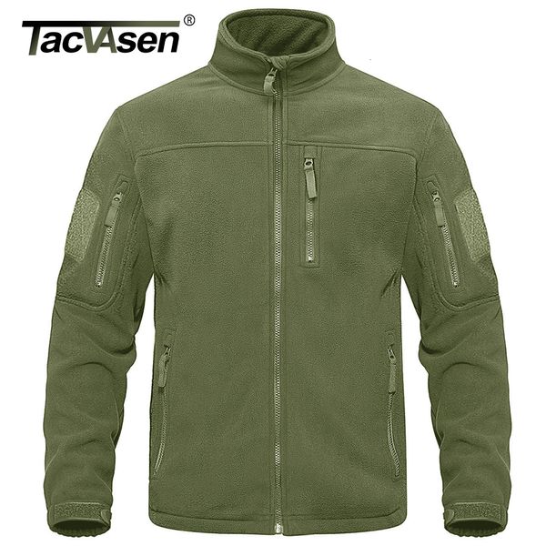 Herrenjacken Tacvasen Full Reißverschluss up Taktisch grünes Fleece Jacke Wärme Warm Arbeiten Mäntel Herren Taschen Safari Jacke Wanderwäsche Windbresbrecher 230815