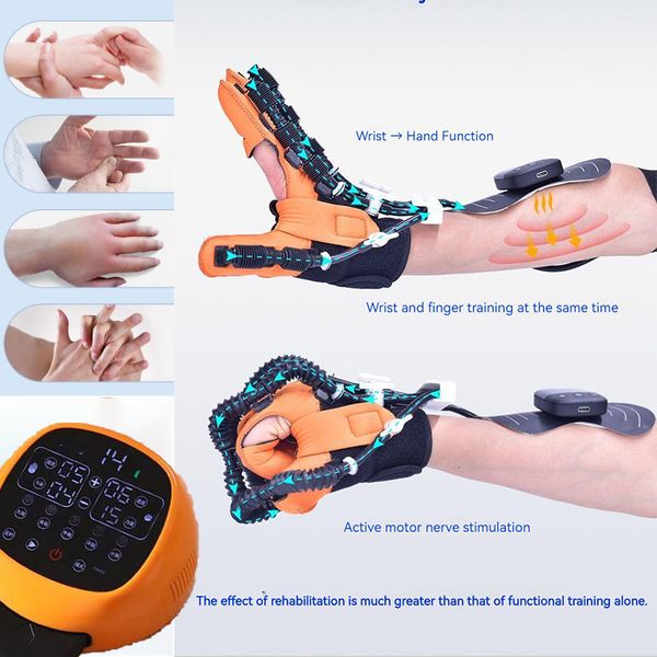 Grips de mão portátil Reabilitação Robô Luva para Hemiplegia de AVC Cada manga do dedo tem seu próprio sensor Adicionar massagem de qulse de baixa frequência 230816