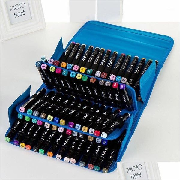 Bolsas de lápis por atacado 80 orifícios de qualidade oxford marcador de caneta marcadores de casos saco escolar portátil de grande capacidade para pintura1 entrega de queda o dhwxw