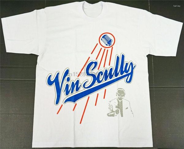 Мужские футболки T Vin Scully футболка La Los Angeles Baseball Tee Cotton Mens White Хараджуку Топы