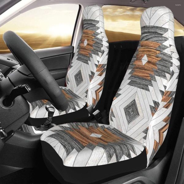 Capas de assento de carro Padrão tribal urbano - capa de madeira asteca personalizada impressão universal acessórios de protetor frontal Conjunto de almofadas