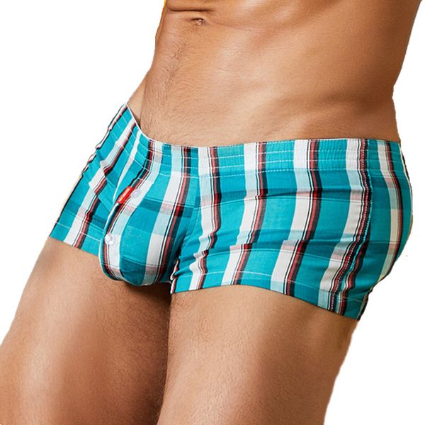 Underpants Seobean 100% Baumwoll Herren Boxer Klassiker Plaid Boxer Shorts Unterwäsche Panties Home Sleep Lounge Pyjama 230815