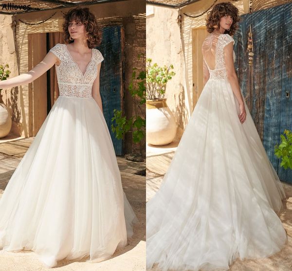 Hippie cowgirl country boho pizzo a linea abiti da sposa a copmette maniche boho beach abiti da sposa tulle un linea romantico sexy reception robes de mariee cl2720