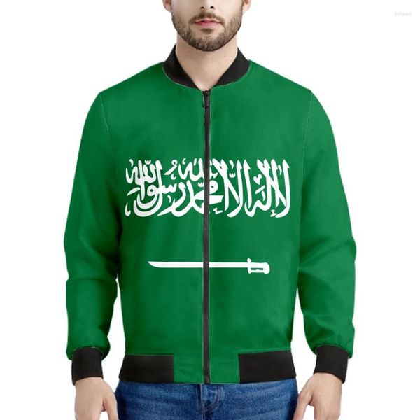 Giacche da uomo Giacca saudita Arabia Zita con cerniera Custom Nome Team Logo SA COATS SAU NAZIONE ARABICA NAZIONE ARAB ABILI ABILE FLAG ALLA PRIMA