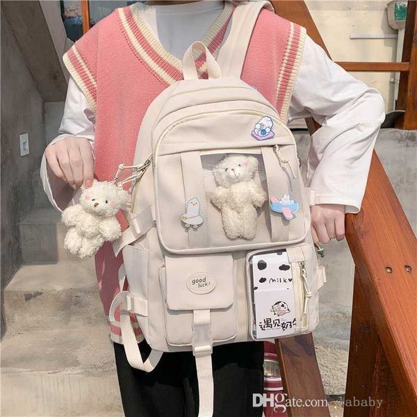 2023 KAWAII Kids Backpack Cute School Student Girls School Borse per adolescenti Multi Multi Pocket Women Women