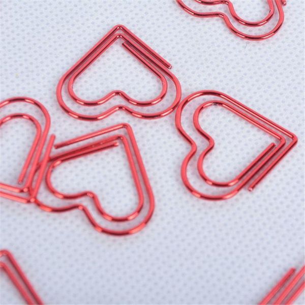 24pcs/box clip di carta a forma di cuore rosso kawaii stazionamento cavo out binder bicoli per lettere documentazione accessori per morsetti