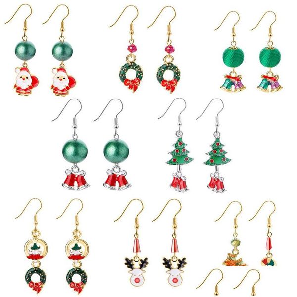 Dangle Kronleuchter europäischer und amerikanischer Weihnachtsbaum Santas Hirsch emaillierte Ohrringe Vintage ethnische Mädchen Frauen Hoop Ohrring Juwel DHXB7