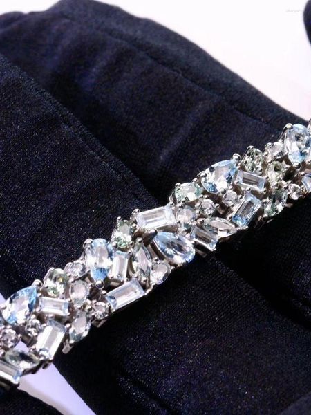 Correntes S925 Silver Topaz Bracelet Sapphire Stones para casamento de festas