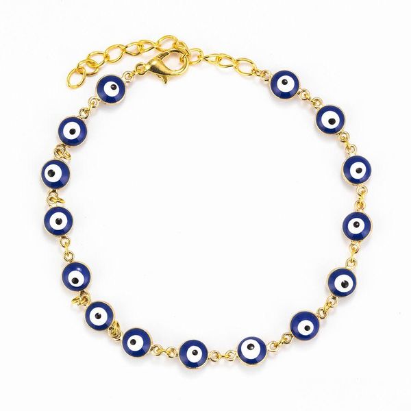 Cadeia clássica e mal link de link para mulheres garotas Personalidade Turkish Green Blue Eyes Gold Color Bracelet Jóias Jóias por atacado Deli DHCOU