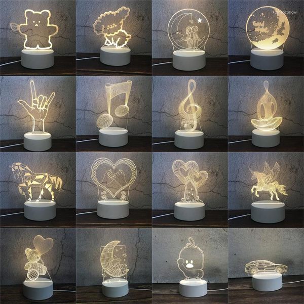 Luci notturne per bambini leggero lampada a led tavolo creativo tavolo da letto romantico cuore orso gril decorazioni per la casa regalo di Natale