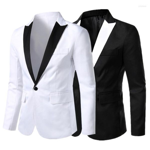 Ternos masculinos Summer Men Menina de terno de negócios preto / branco Minimalista Vestido de festa de casamento Blazer