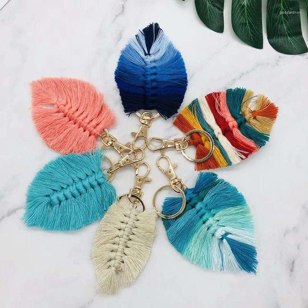 Keechhains makersland in pelle ceramica boemia tassel ciondoli per le foglie intrecciate intrecciate di keys beach da polso