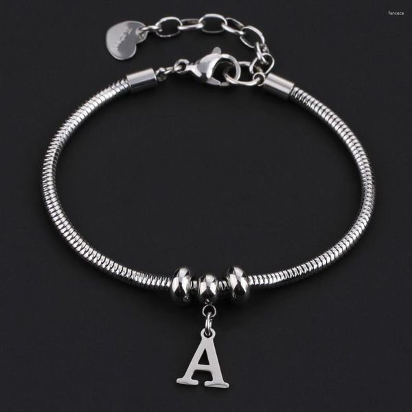 Bracelets de link Aço inoxidável completo 26 Letras Pulseira feminina por mão Jóias de moda de alta qualidade