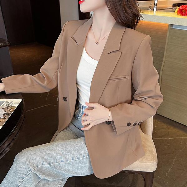 Ternos femininos Mulheres elegantes solteiras Blazer Jackets fêmeas Coats Office Ladies Casual Blazers Outerwear 2023 Autumn WB2