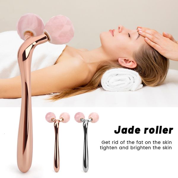 Altri oggetti di massaggio 3D Massager Rose Quartz Roller russe Pink Nature Stone Heathy Beauty Tools Care della pelle per le donne 230815