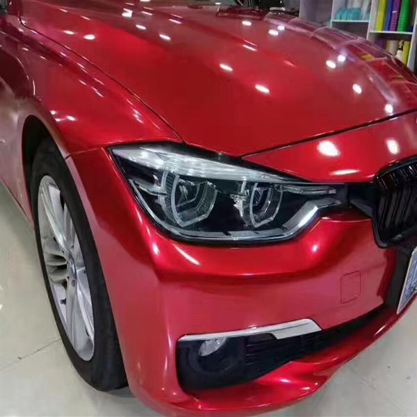 Filme de vinil de carro vermelho de sangue de sangue brilhante com Air Red Canyd Red Gloss Shines Grilhão de folhas de tampa de folhas de cobertura tamanho 1 52 20m275g