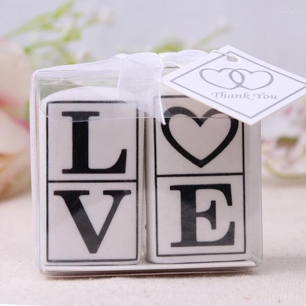 Bomboniera Love Word Ceramica Porta sale e pepe Matrimonio (100 set da 100 scatole)