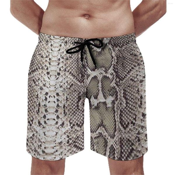 Erkek şort yaz tahtası yılan derisi baskı sporları sörf hayvanı cilt desen kısa pantolon moda hızlı kuru plaj gövdeleri artı boyutu