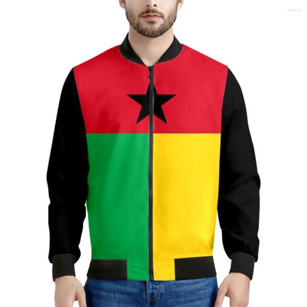 Erkek Ceket Gine Bissau Fermuar Ceket Ücretsiz Özel Yapım İsim Team Logo GW Kats GNB Ülke Seyahat Guinee Nation Flags Po Giyim