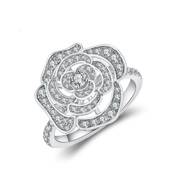 Eheringe 925 Sterling Silber Attagems 15CT Ring für Frauen D VVS Runde Diamant Double Halo Engagement Weihnachten 230816