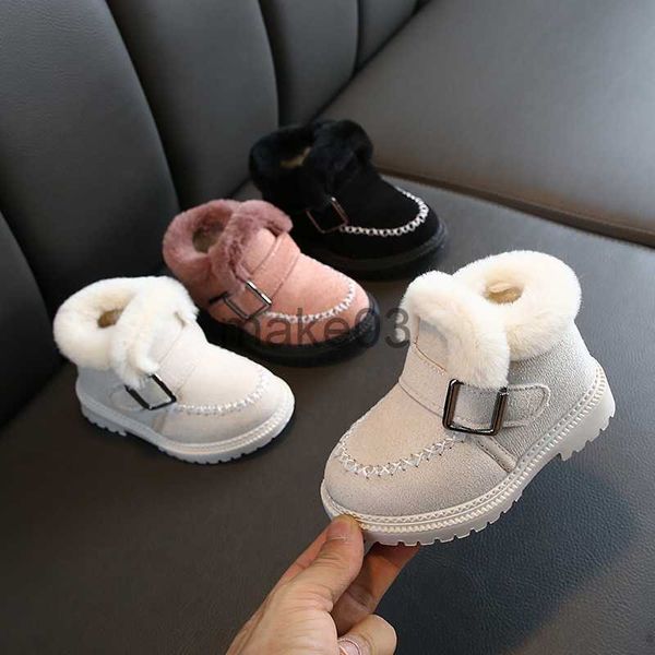 Boots Girls Boots Short 2022 New Winter Suede Leather Infrond Boots Snow Boots Kids Strape Buckle Boots Boots Girl Botas D06274 J230816