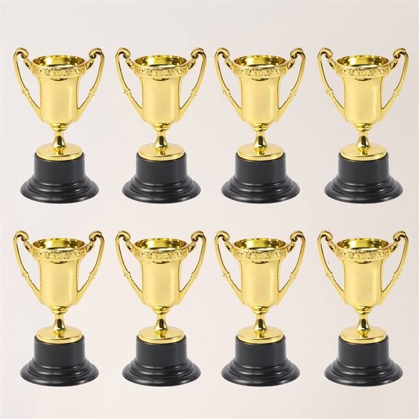 Objetos decorativos 25pcs mini troféu plástico prêmio prêmio prêmio prêmio de recompensa para crianças adultos festas celebração eventos esportivos favores para o jogo 230815