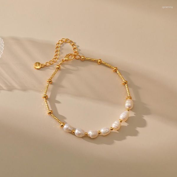 Strand Ccgood Natural Freshwater Pearl Bracelet для женщин -ювелирных изделий для женщин дизайнерские ювелирные изделия не аллергические золоты