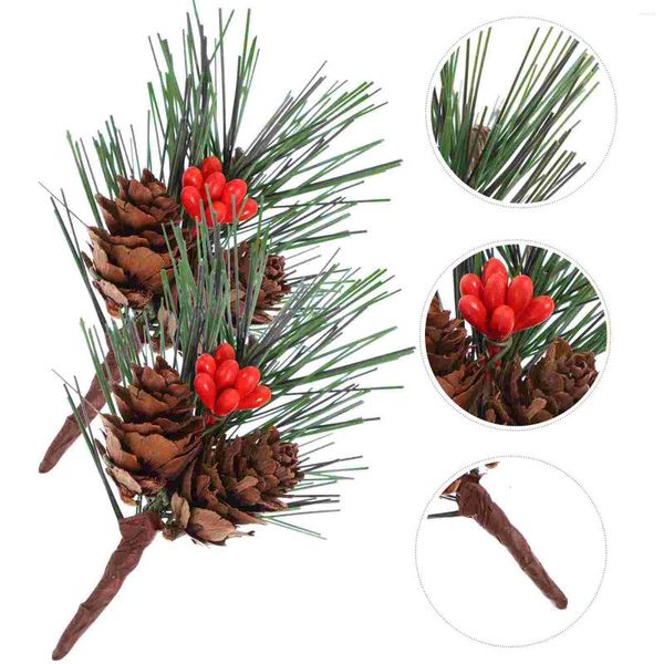 Dekorative Blumen 10pcs Kleine künstliche PVC -Kiefern Picks Stängel Bäume mit Beeren Tinnecones für Weihnachtsblumenarrangements Kränze nach Hause