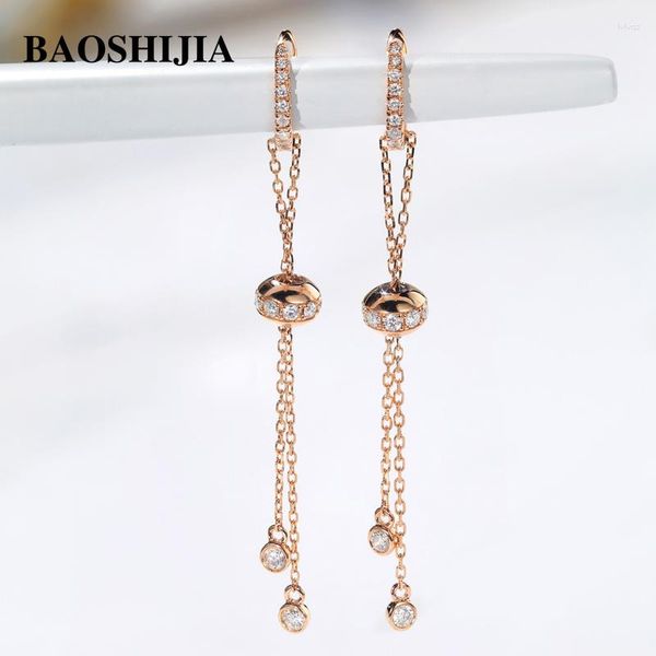 Orecchini doganici Baoshijia Solido 18K rosa/bianco oro naturale diamanti naturali eleganti in stile semplice gigante