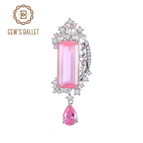 Pins Spettame Gem's Ballet 925 Sterling Silver Luxury Sparkling Rose Quart Zi Calcia di alta qualità DEORO DEL MADULAZIONE PERCHE PERCHIE PER DONNE 230815