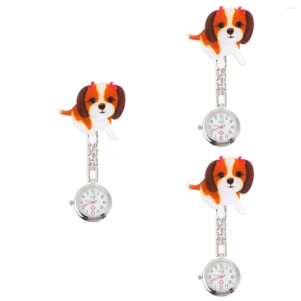 Orologi tascabili 3 set di orologi cartone animato che pendono la catena dei cani necessità infermieristica
