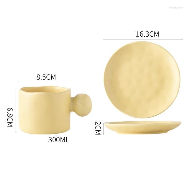 Canecas Cup de cerâmica com pires Creative Creative Irregular Coffee Caneca Porcelana Tresa aquática Milk Home Kitchen Acessórios