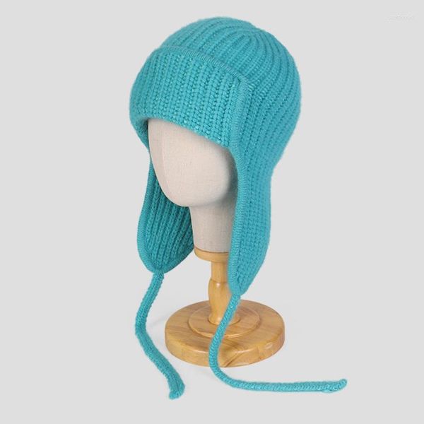 Boinas russas de moda russa angora chapéu de malha de malha de inverno gorro quente com forro de lã de lã Ushanka piloto bombardeiro de abastecimento de ouvido