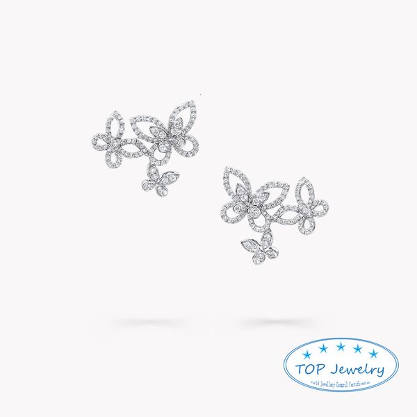 Charm England Luxury Brand Jewelry Высококачественные 925 стерлинговых серебряных серебряных серьгов бабочки 3 для женщин 230816