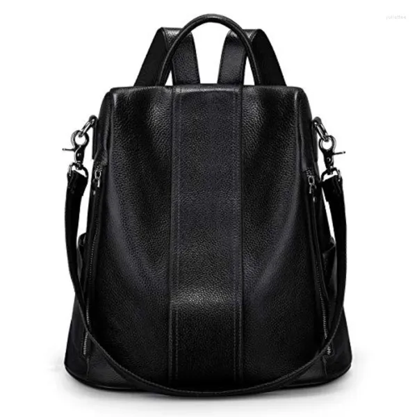 Bolsas escolares mochilas de couro genuíno macias Mulheres viagens de mochilas antitheft mochila de moda feminina feminina
